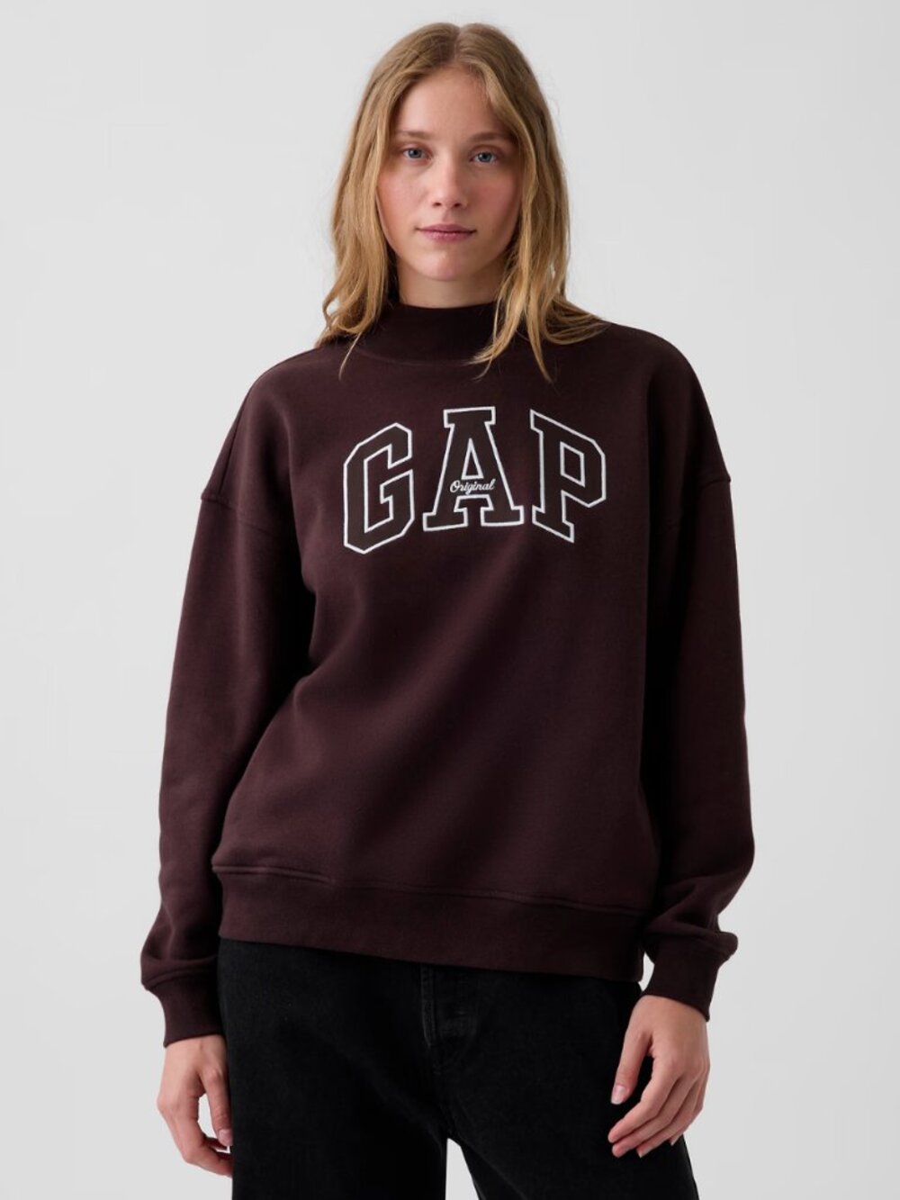 VintageSoft Oversized Mockneck Logo Sweatshirt